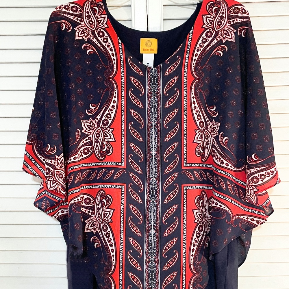 Ruby Rd - Butterfly- Cape Top - Navy/ Red - Size … - image 1